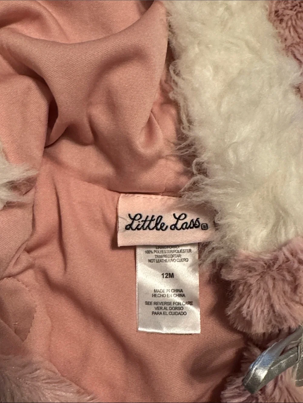 Little Lass Pink and Navy Faux Fur Hooded Vest